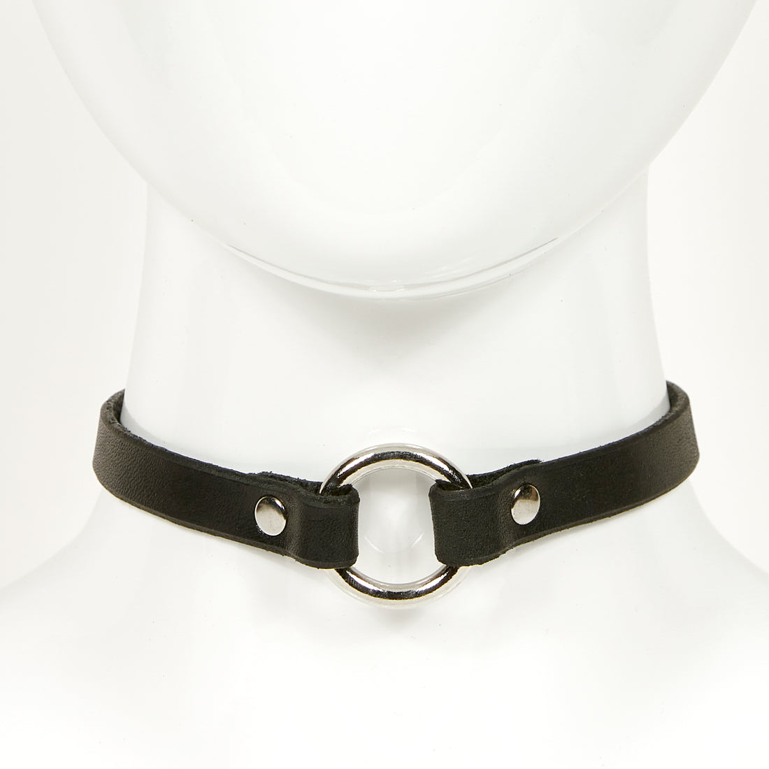 O-ring choker slim black silver front