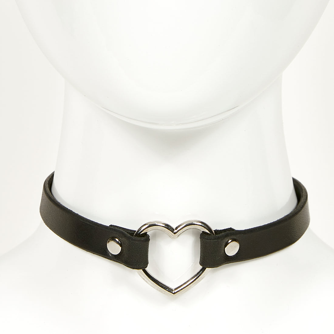 heart choker black silver front