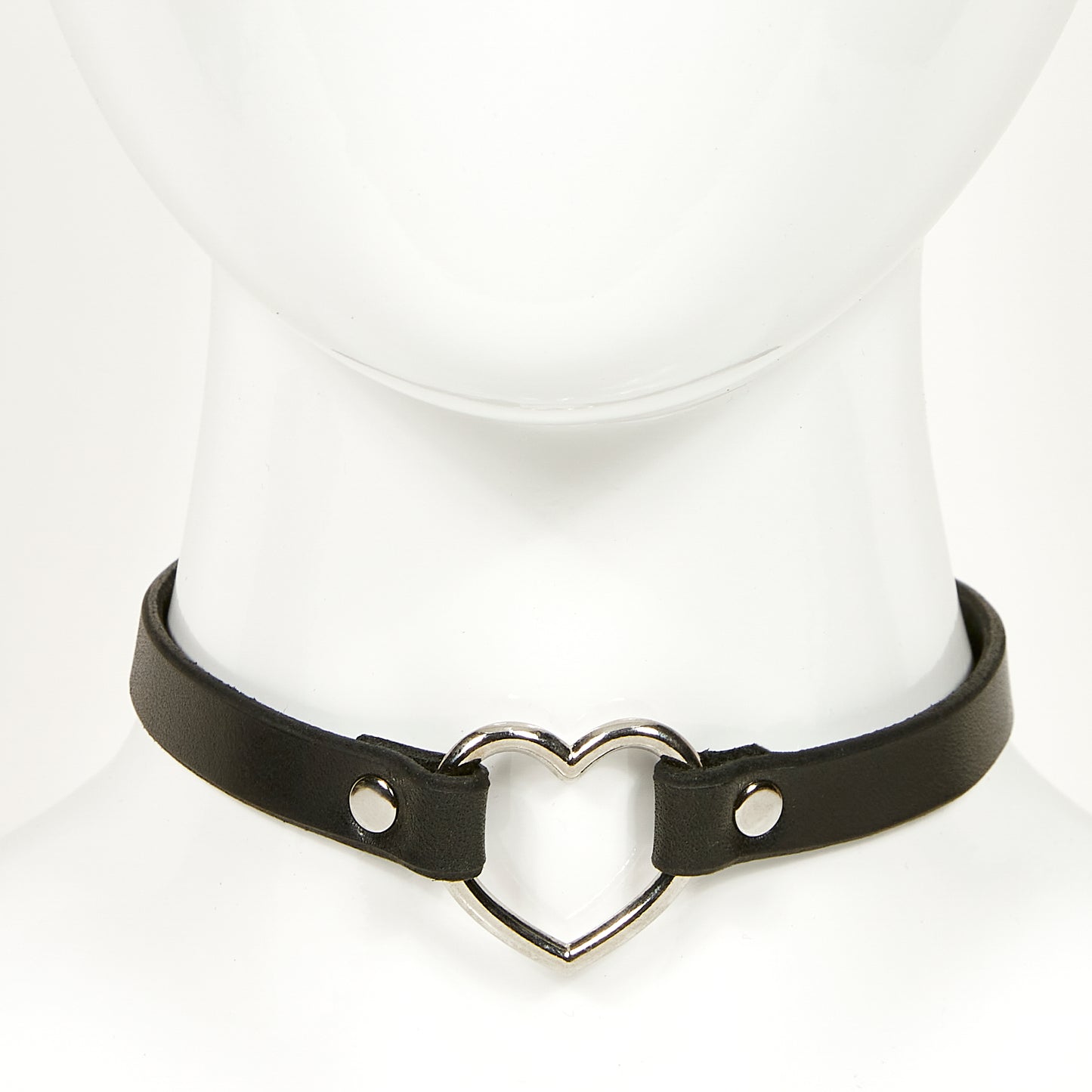 heart choker black silver front