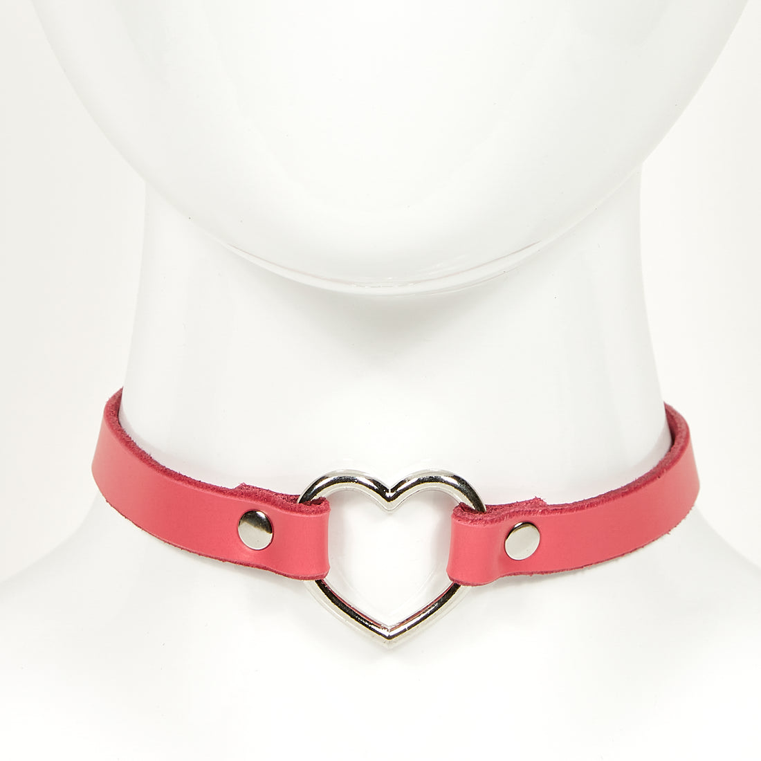 heart choker white pink front